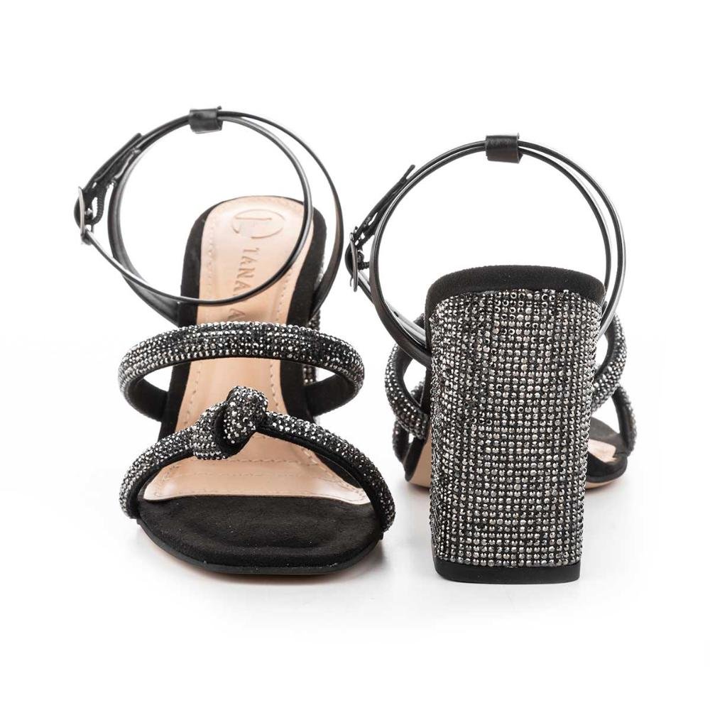 Sandália Tanara de Salto Bloco Com Brilhos Preto 4