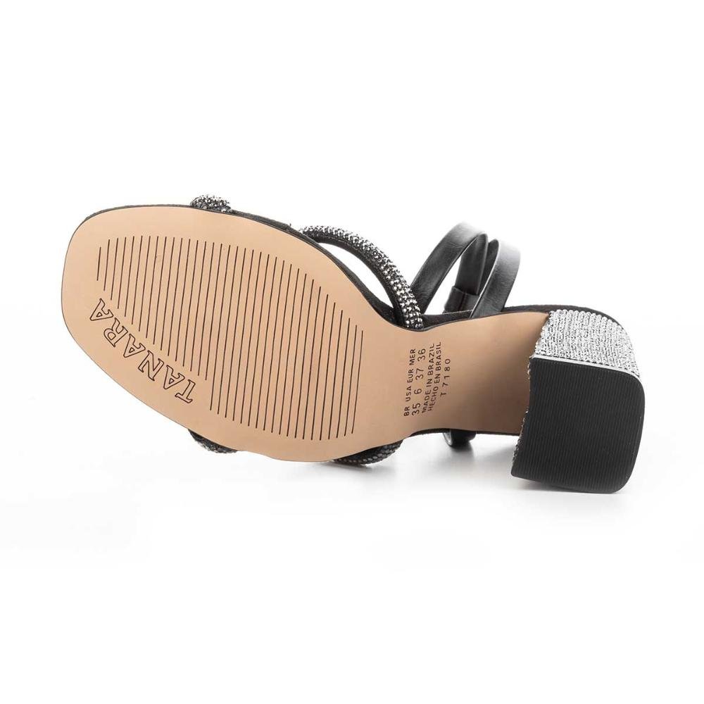 Sandália Tanara de Salto Bloco Com Brilhos Preto 5