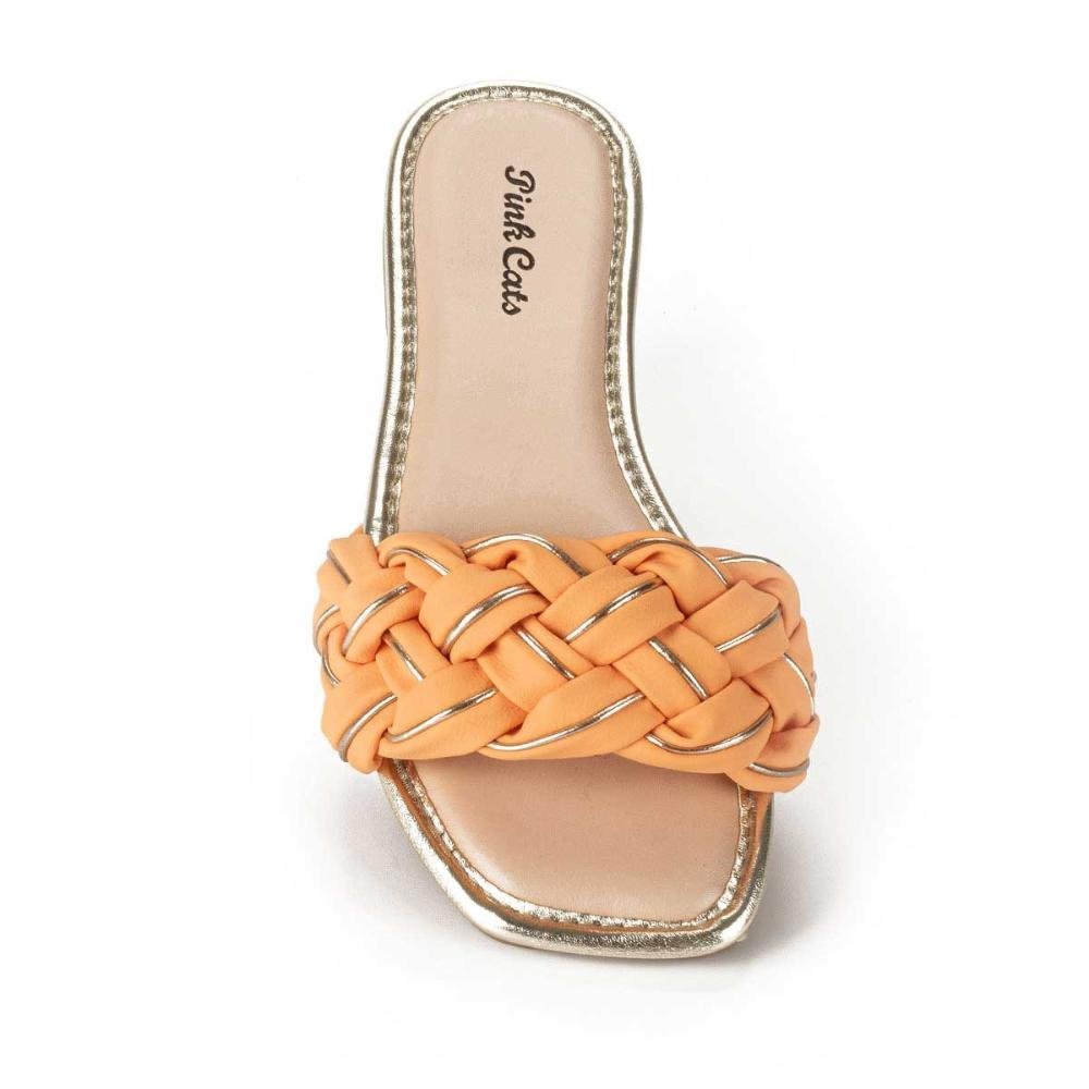 Slide Pink Cats Infantil Com Tramado V2971 Laranja 5
