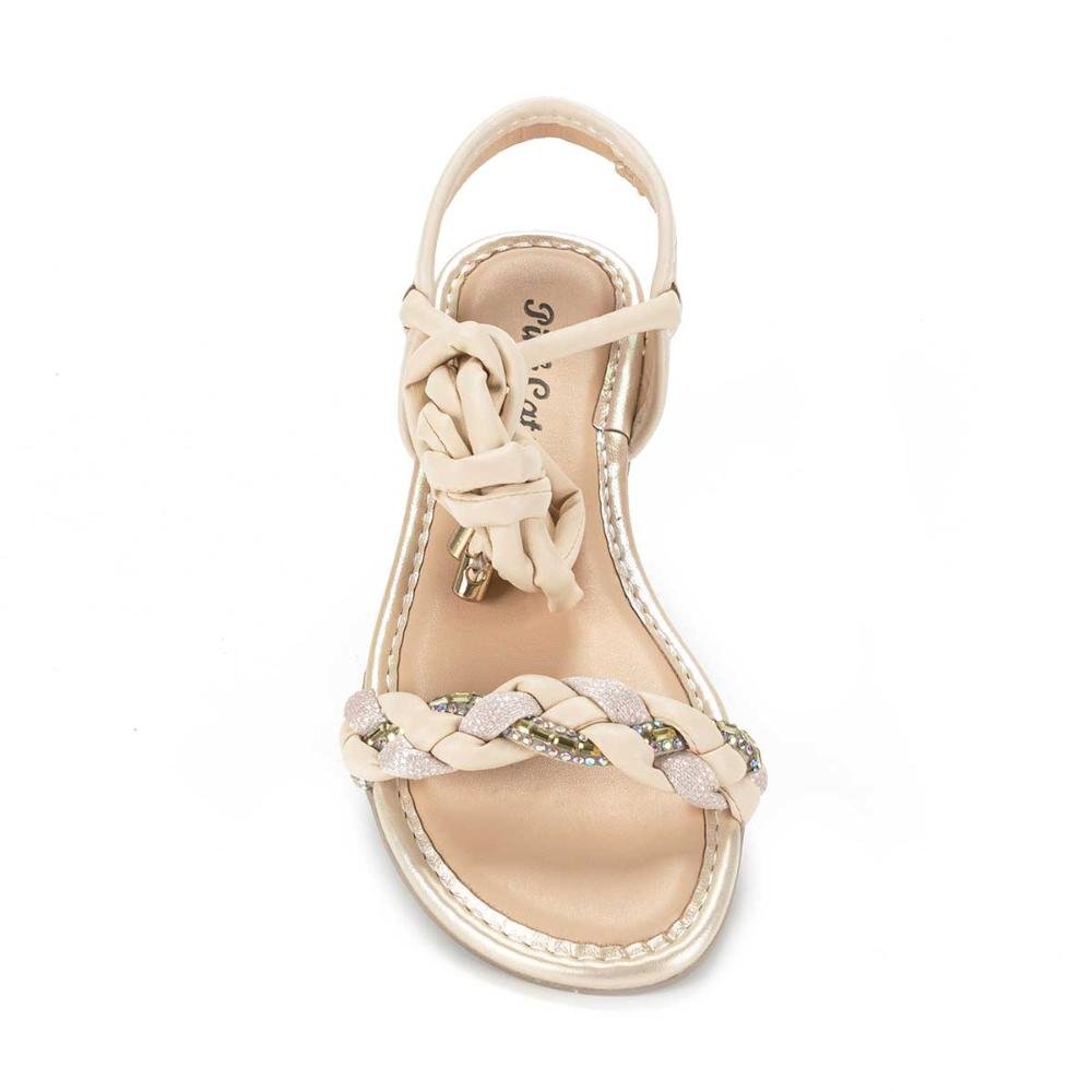 Sandália Pink Cats Rasteira Claro Com Amarração Bege 3