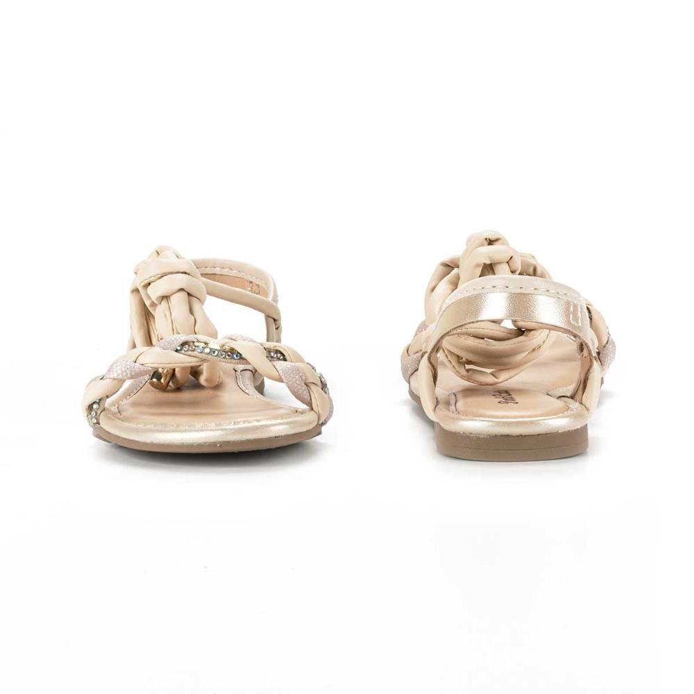Sandália Pink Cats Rasteira Claro Com Amarração Bege 4