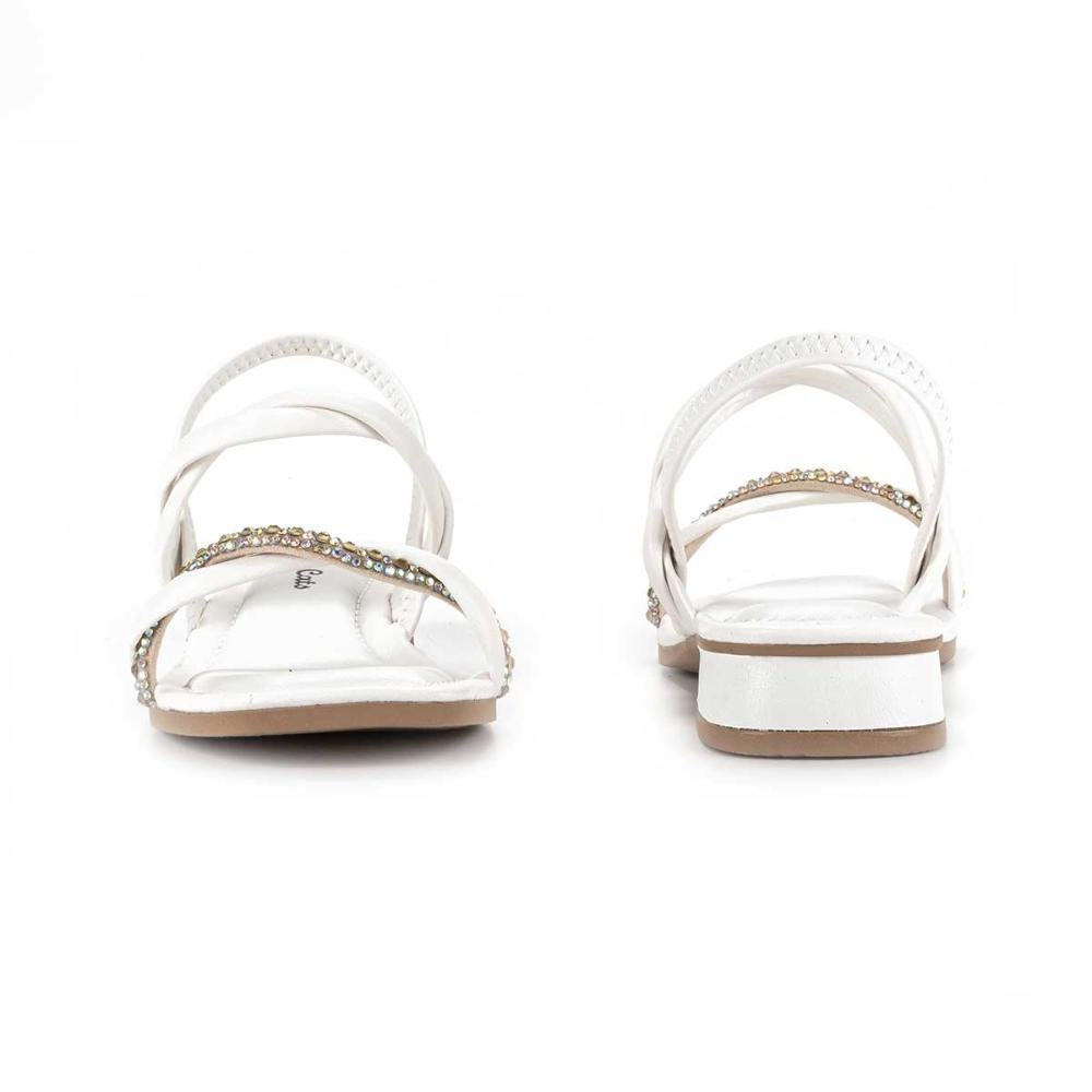 Sandália Pink Cats Infantil de Salto Baixo V3141 Branco 3