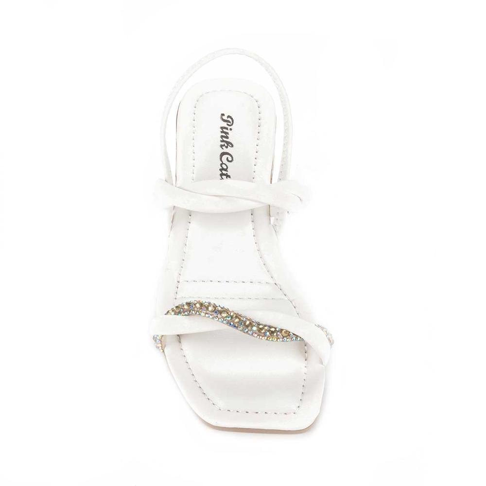 Sandália Pink Cats Infantil de Salto Baixo V3141 Branco 5
