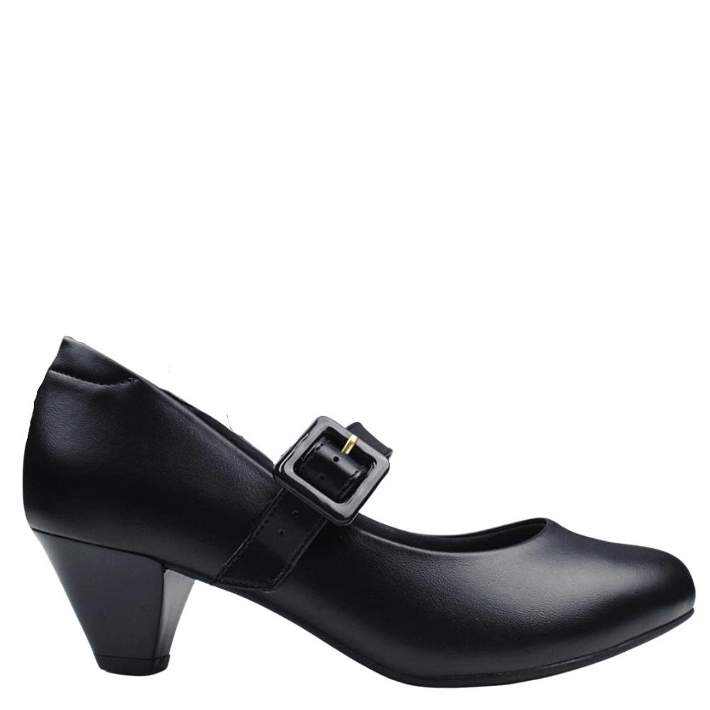 Sapato Feminino Scarpin Salto Baixo Grosso Modare 7005.668 Preto 2