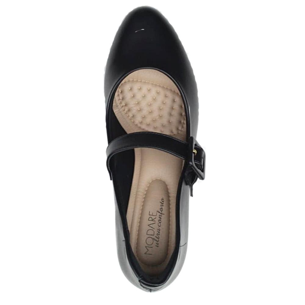 Sapato Feminino Scarpin Salto Baixo Grosso Modare 7005.668 Preto 4
