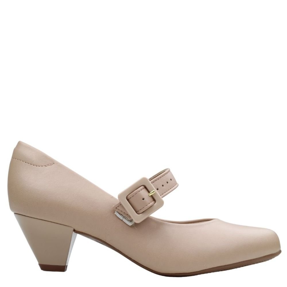 Sapato Feminino Scarpin Salto Baixo Grosso Modare 7005.668 Bege 2