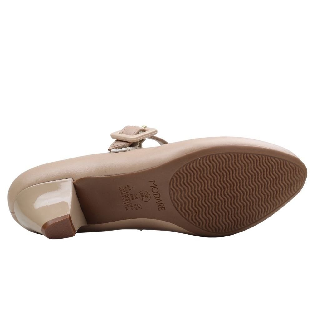 Sapato Feminino Scarpin Salto Baixo Grosso Modare 7005.668 Bege 5