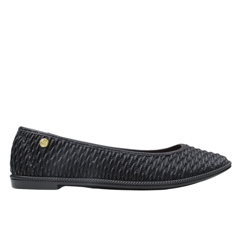 Sapatilha Feminina Moleca Bico Fino Leve Confortável 5754205 Preto 2