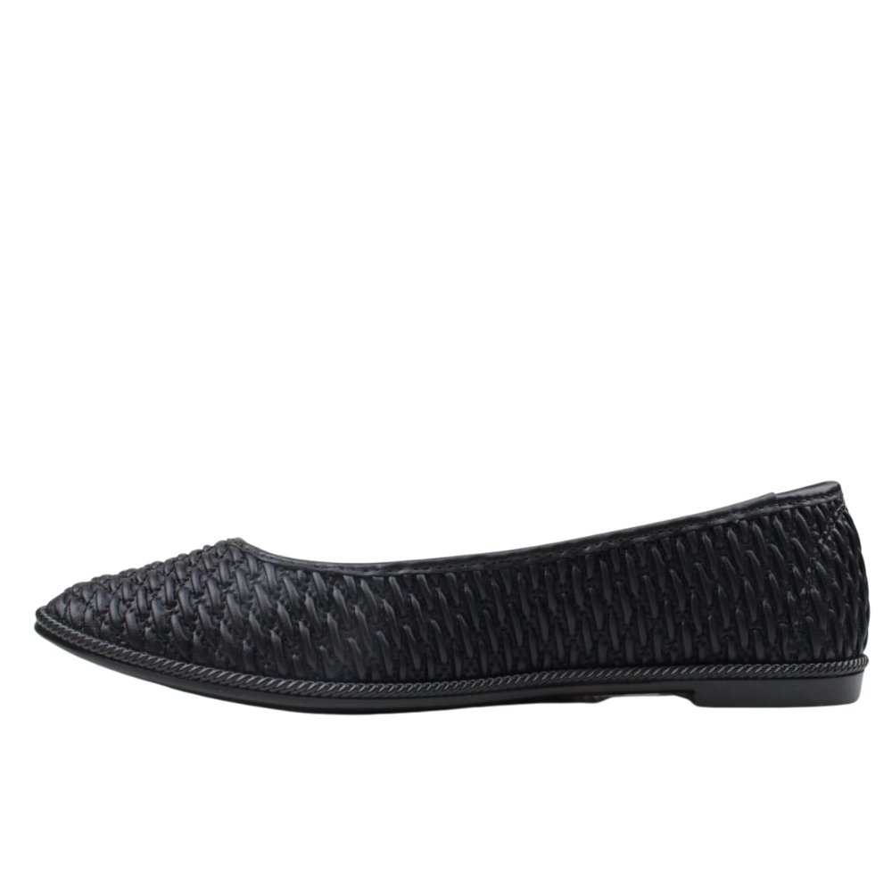 Sapatilha Feminina Moleca Bico Fino Leve Confortável 5754205 Preto 3