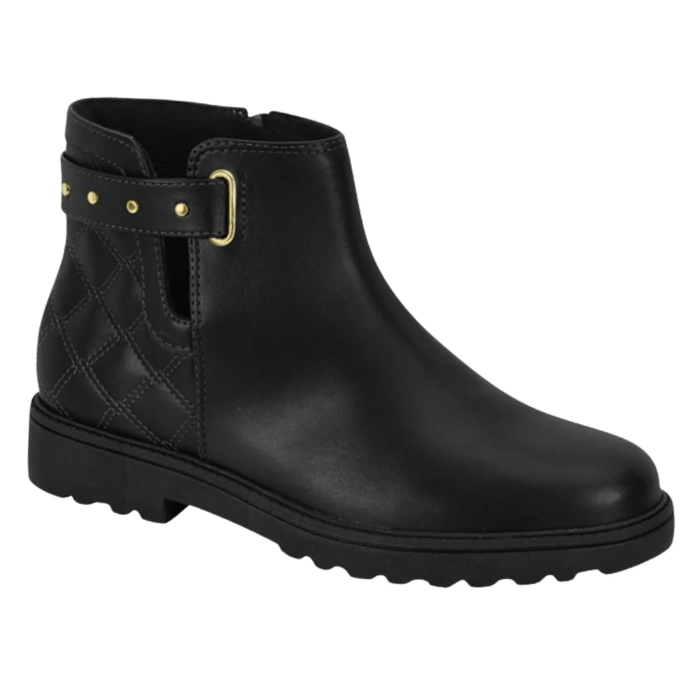 Bota Coturno Cano Curto Feminina Conforto Modare 7077.101 Preto 1