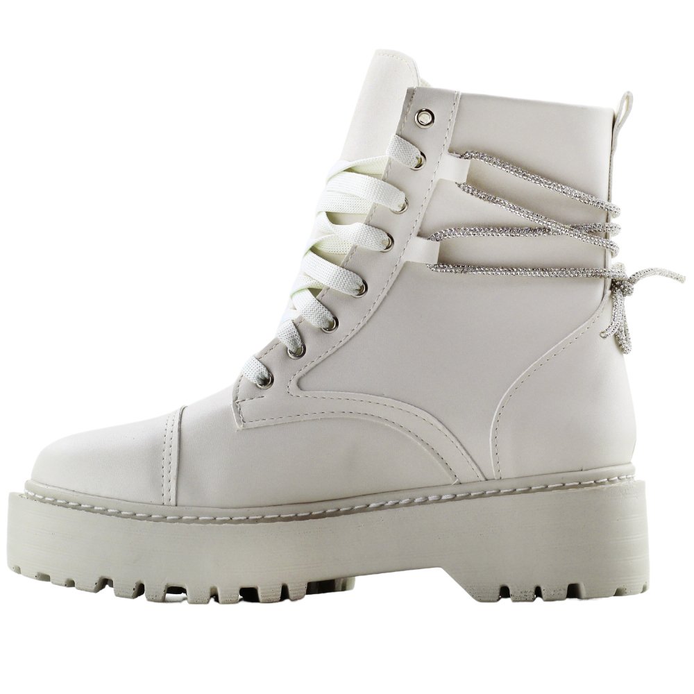 Bota Feminina Cano Curto Salto Tratorado Sarah Calçados 4030 Branco 3