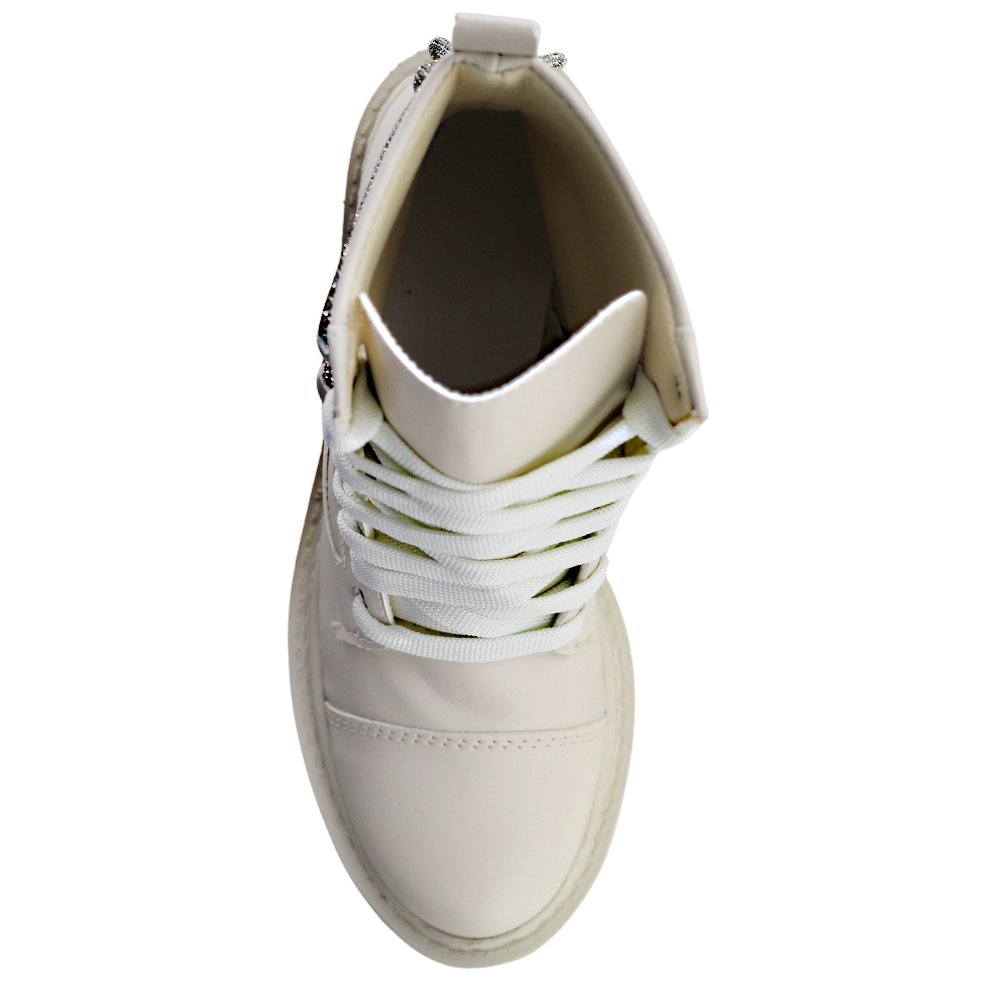 Bota Feminina Cano Curto Salto Tratorado Sarah Calçados 4030 Branco 4