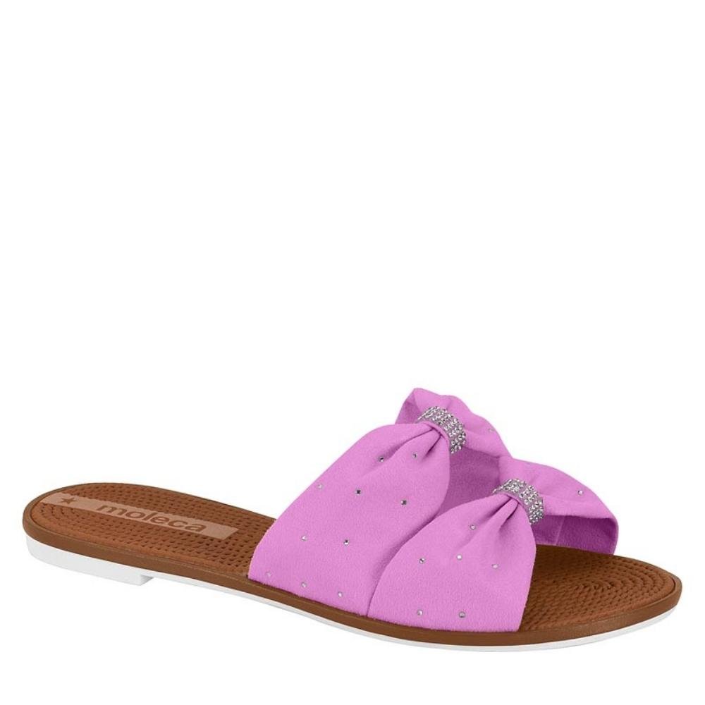 Chinelo Rasteira Feminina Slide Laço Promoção Moleca 5297451 Rosa 1