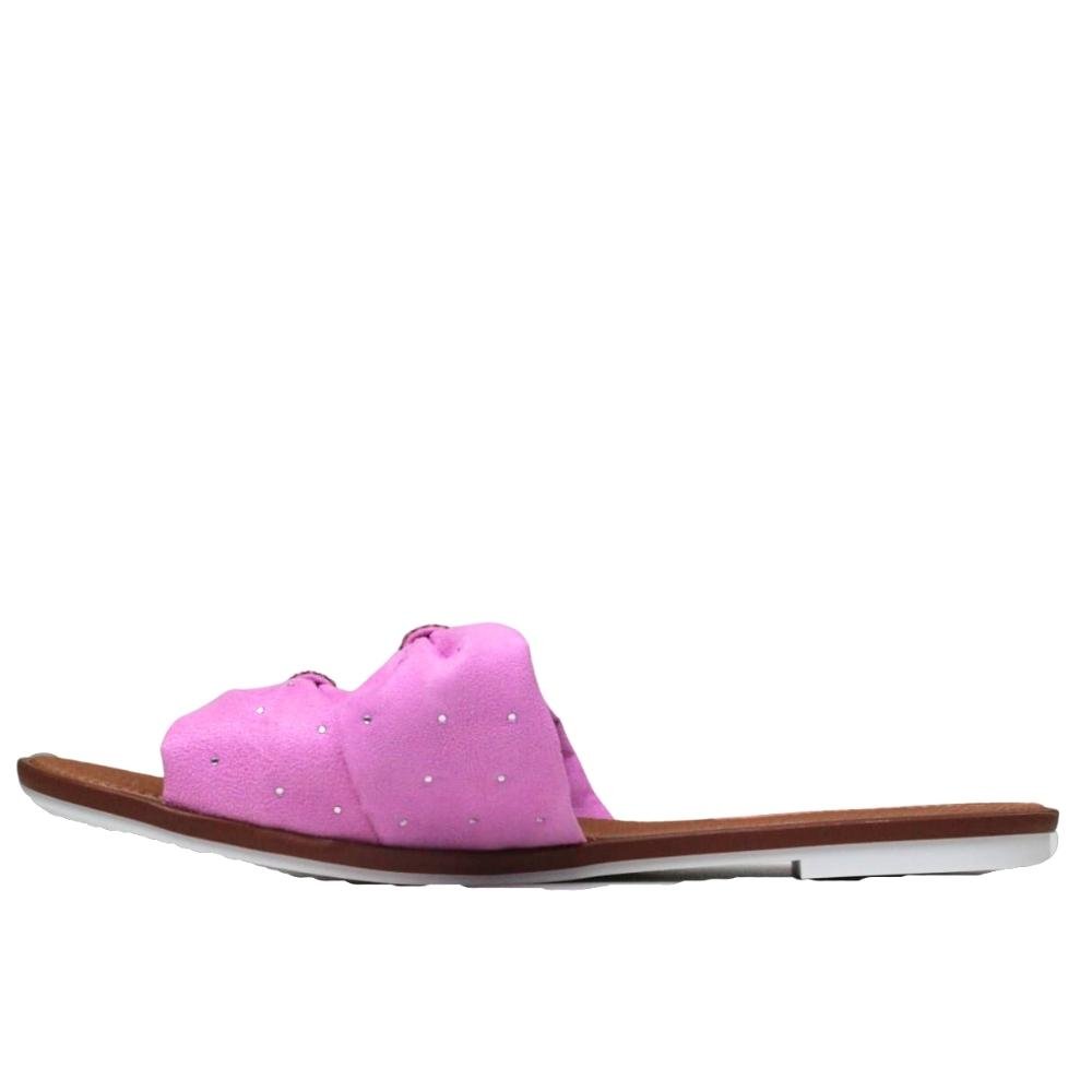 Chinelo Rasteira Feminina Slide Laço Promoção Moleca 5297451 Rosa 3