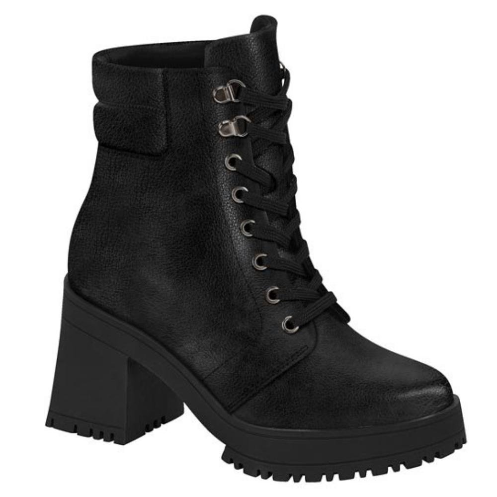 Bota Coturno Feminino Vizzano Cano Curto Tratorado 3091.102 Preto 2