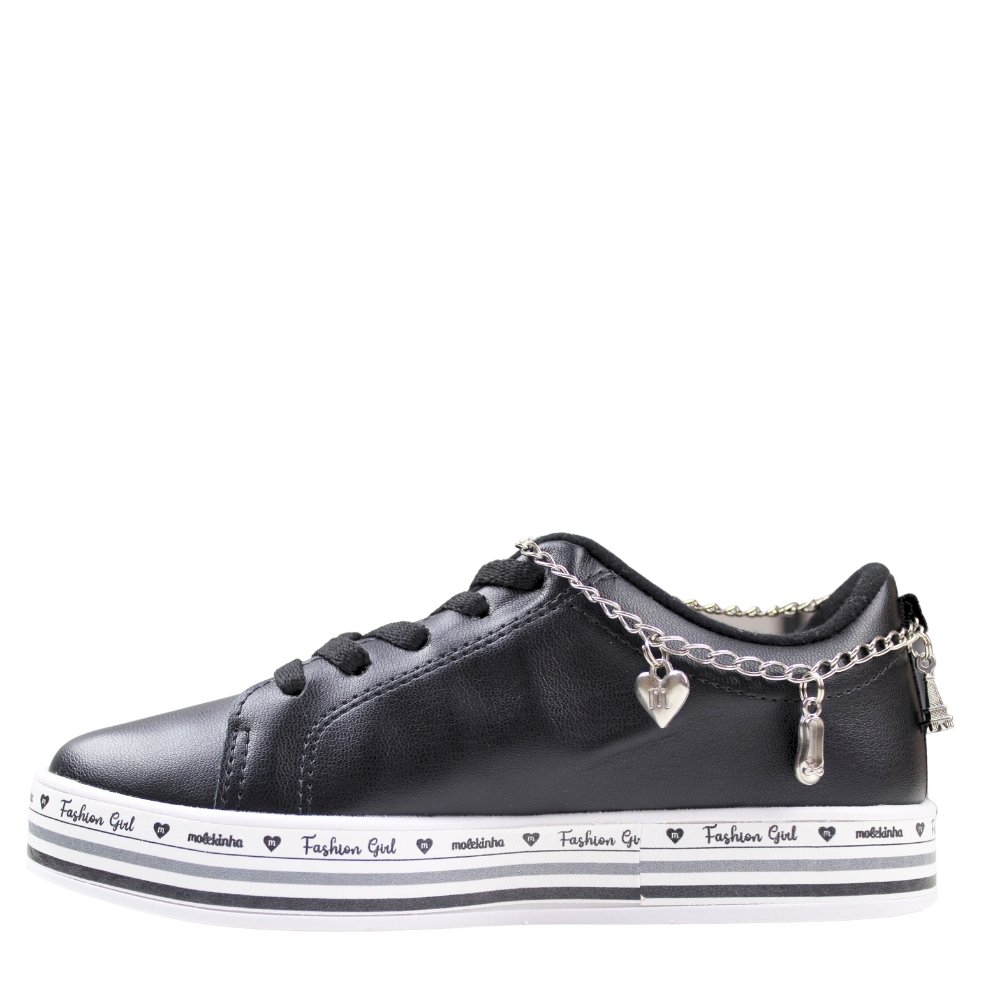 Tênis Infantil Menina Molekinha Corrente Conforto 2520.1930 Preto 3