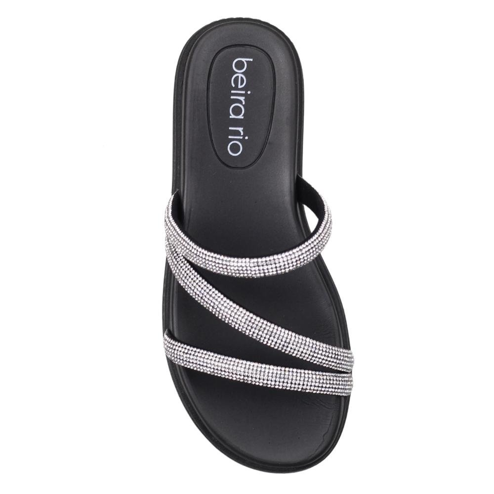Rasteira Beira Rio Feminino Slide com Strass Pedras 8488.108 Preto 4
