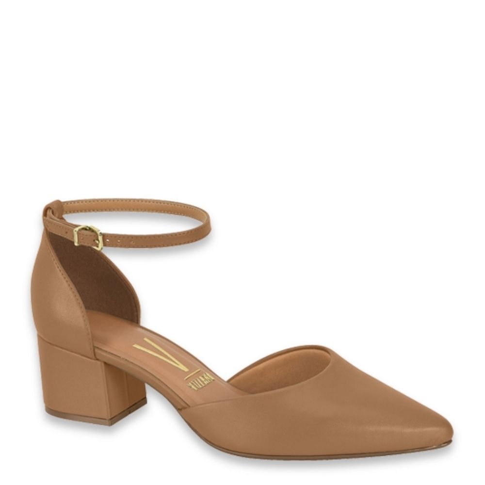 Sapato Feminino Salto Baixo Grosso Bico Fino Vizzano 1220317 Marrom 1