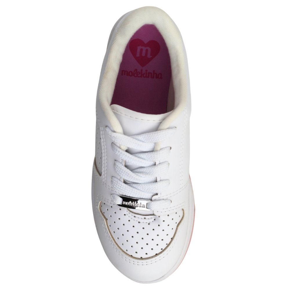 Tênis Casual Infantil Menina Molekinha Confortável 2562.102 Branco 4