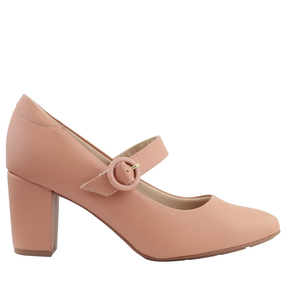 Sapato Feminino Salto Medio Grosso Conforto Modare 7377.106 Bege 2