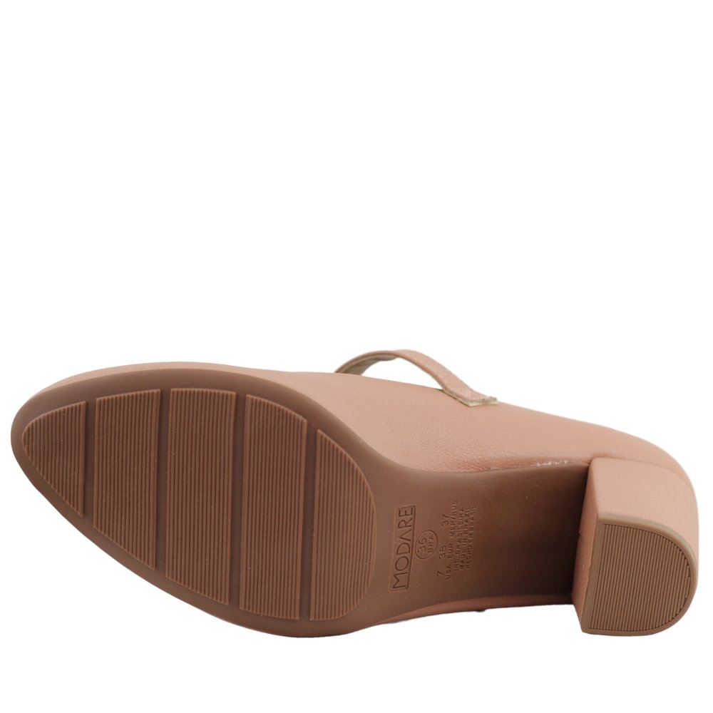 Sapato Feminino Salto Medio Grosso Conforto Modare 7377.106 Bege 5