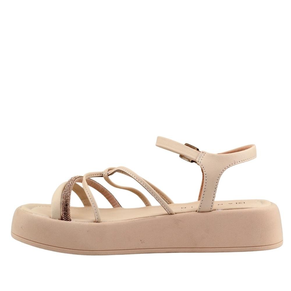 Sandália Feminina Flatform Strass Conforto Ramarim 23-39203 Bege 3