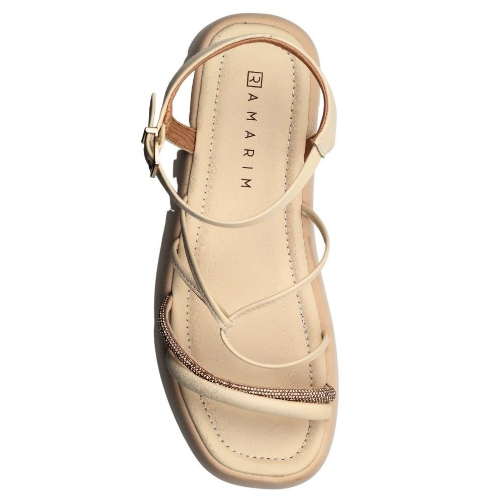 Sandália Feminina Flatform Strass Conforto Ramarim 23-39203 Bege 4