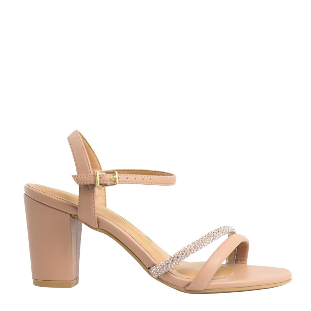 Sandália Feminina Vizzano Salto Grosso Tira Glitter 62621009 Bege 2