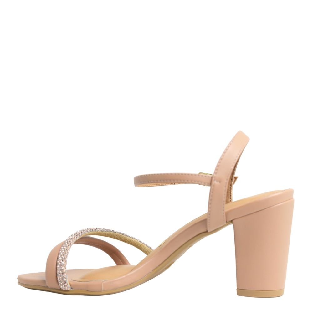 Sandália Feminina Vizzano Salto Grosso Tira Glitter 62621009 Bege 3