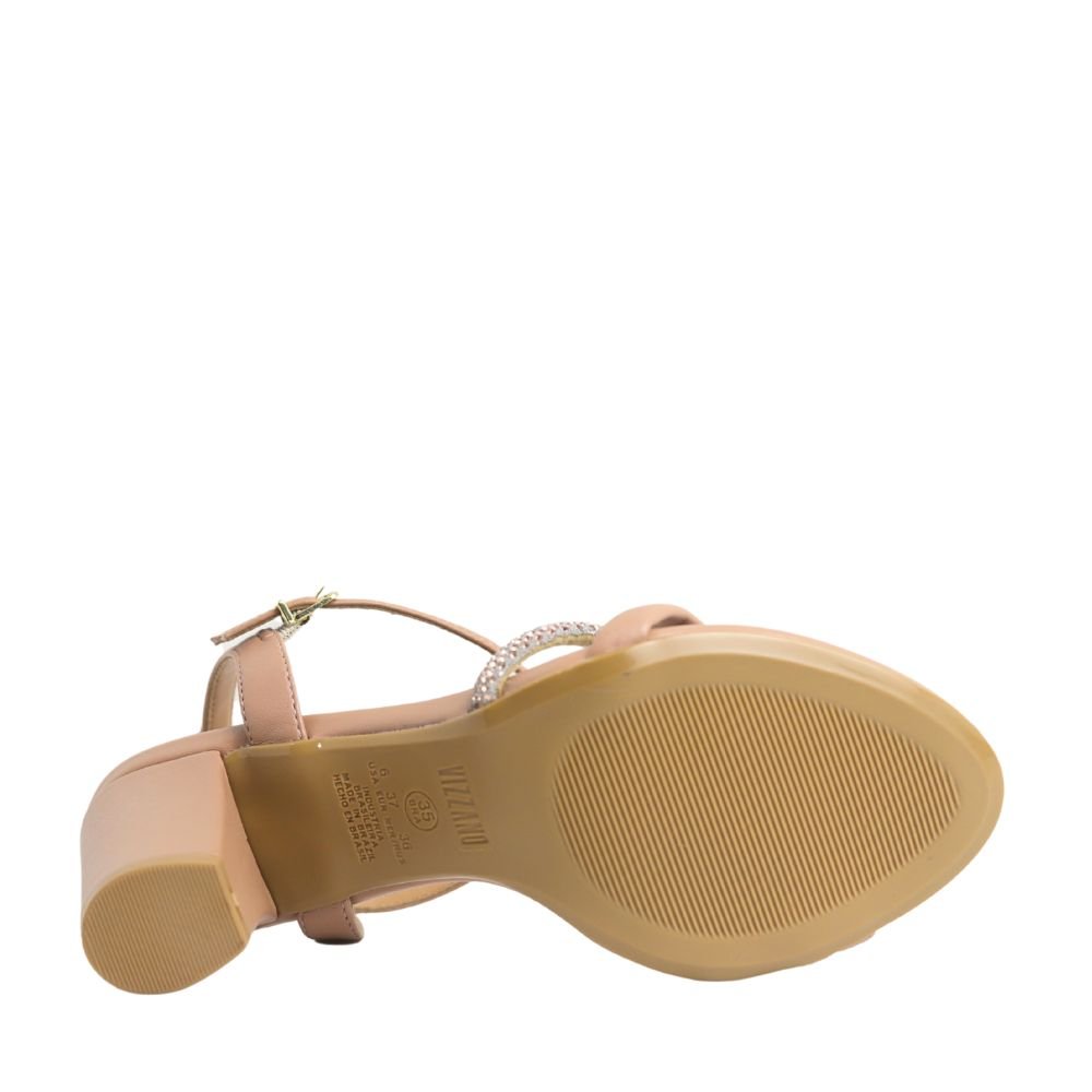 Sandália Feminina Vizzano Salto Grosso Tira Glitter 62621009 Bege 5