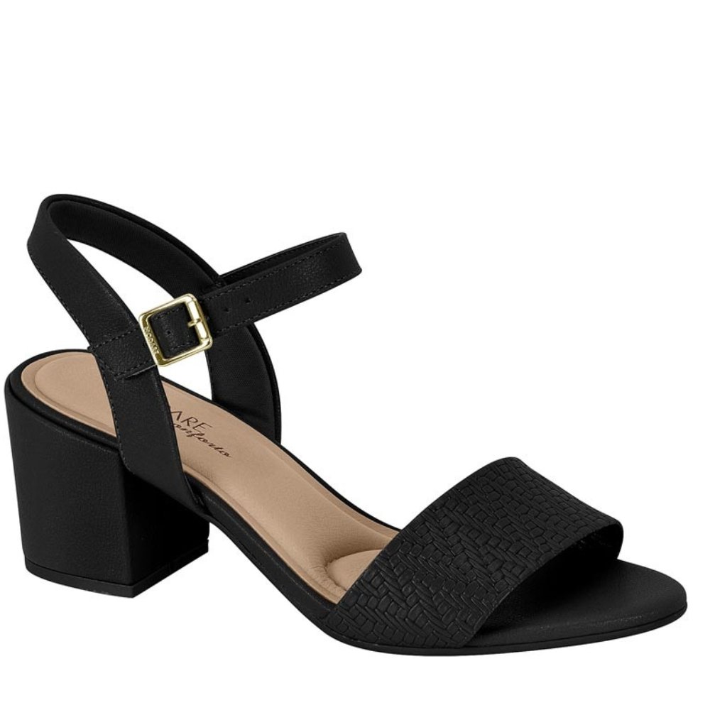 Sandália Feminina Modare Salto Baixo Grosso Conforto 7109469 Preto 1