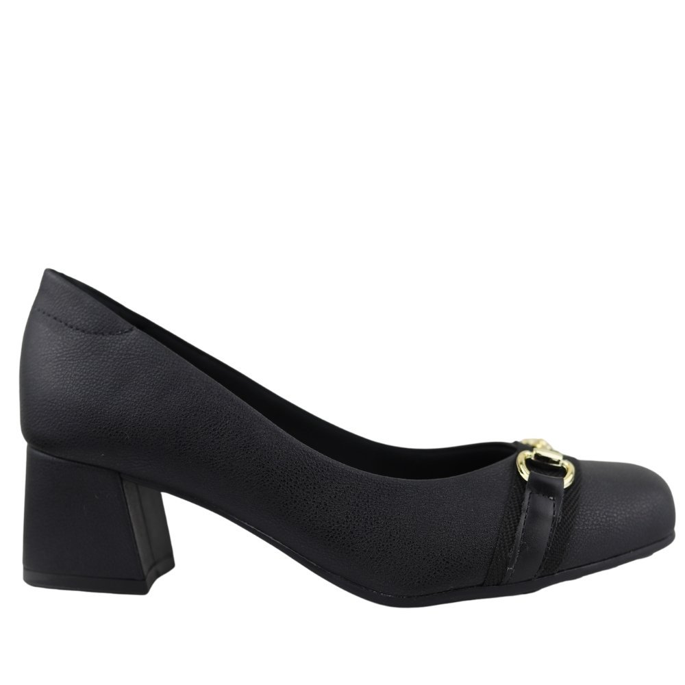 Sapato Feminino Fivela Salto Medio Grosso Modare 7373.110 Preto 2