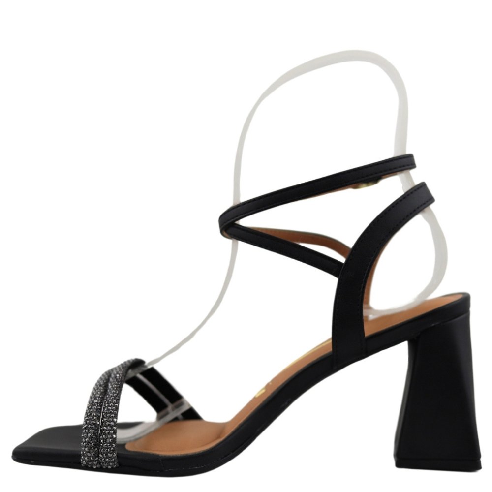Sandália Feminina Vizzano Salto Grosso Strass Macio 6464.119 Preto 3