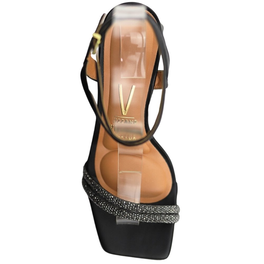 Sandália Feminina Vizzano Salto Grosso Strass Macio 6464.119 Preto 4