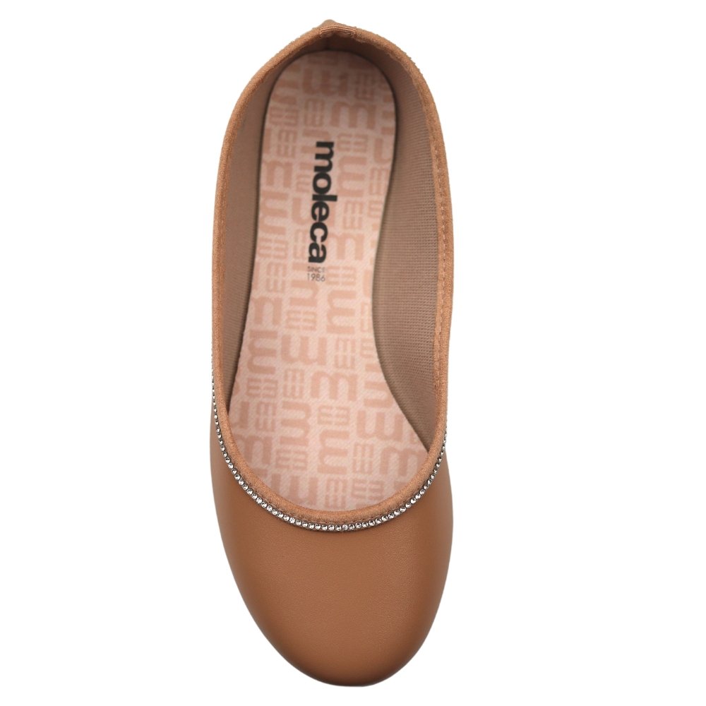 Sapatilha Casual Feminina Brilho Confortável Moleca 5726.131 Bege 4