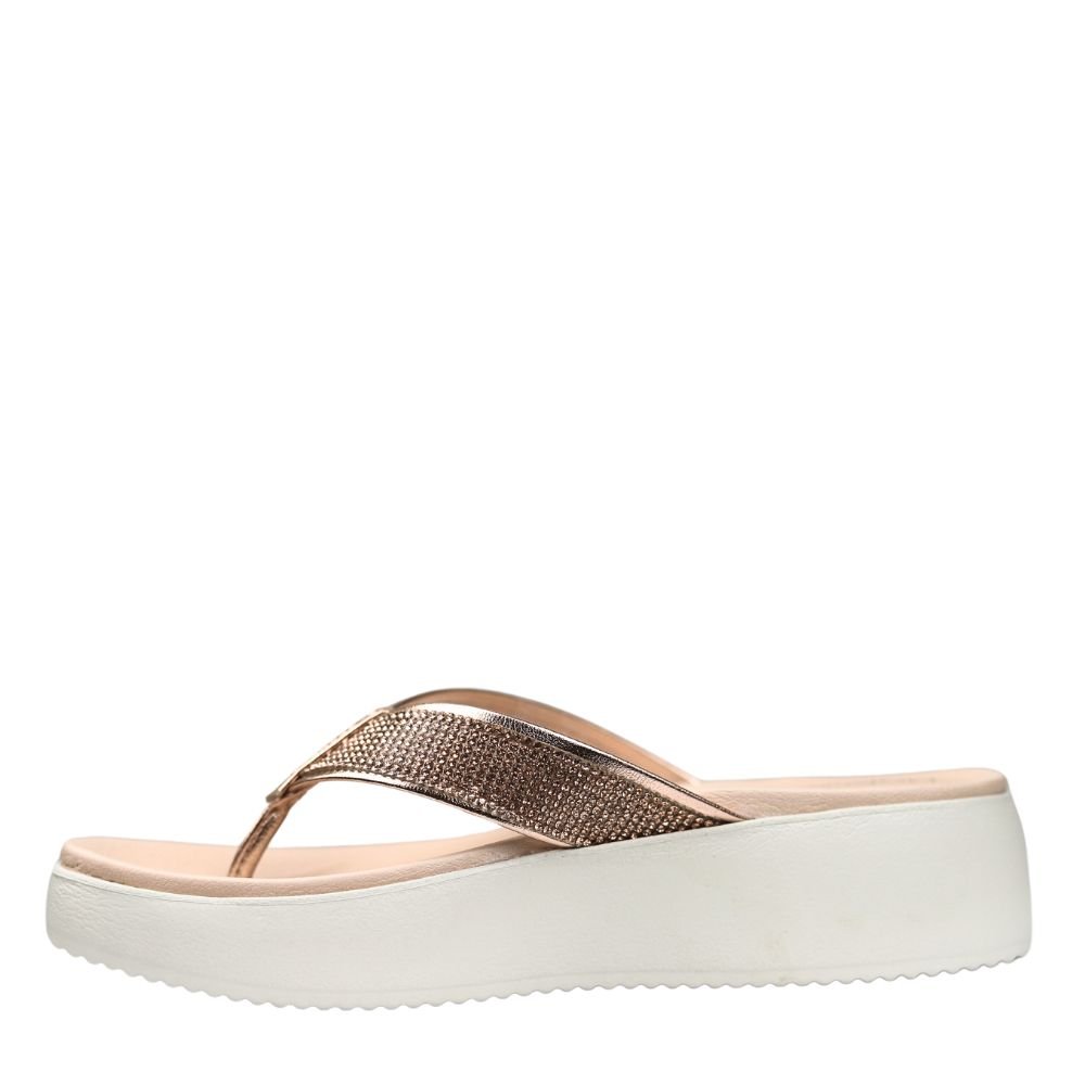 Tamanco Feminino Flatform Conforto Estilo Brilho 7189.105 Bege 3