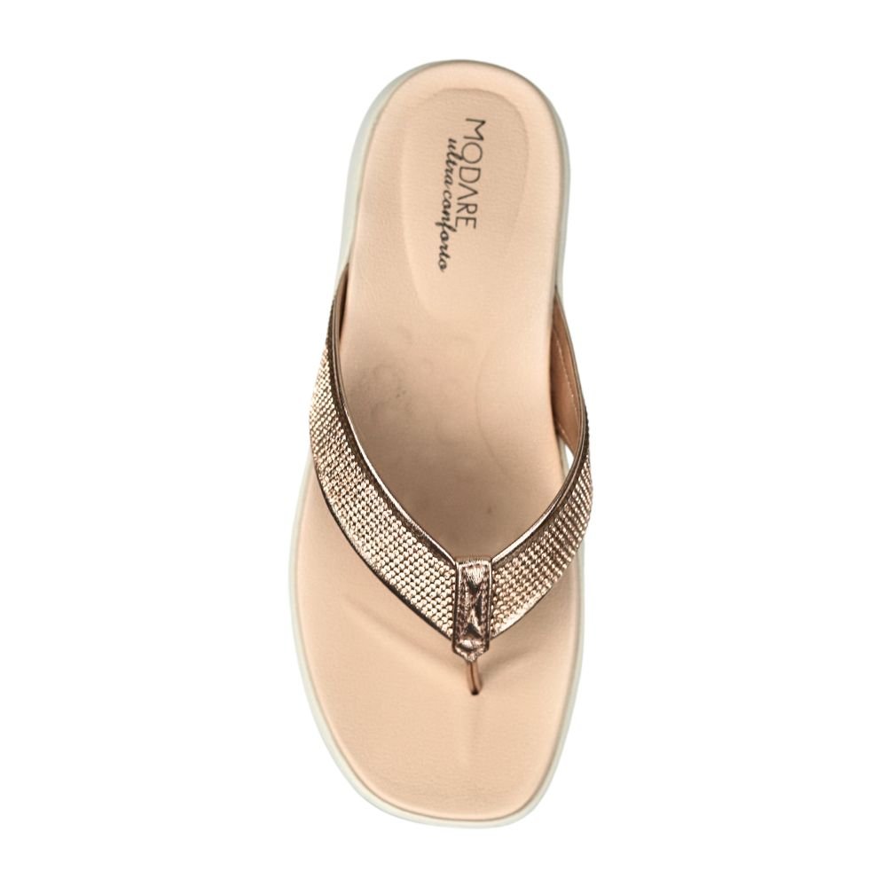 Tamanco Feminino Flatform Conforto Estilo Brilho 7189.105 Bege 4