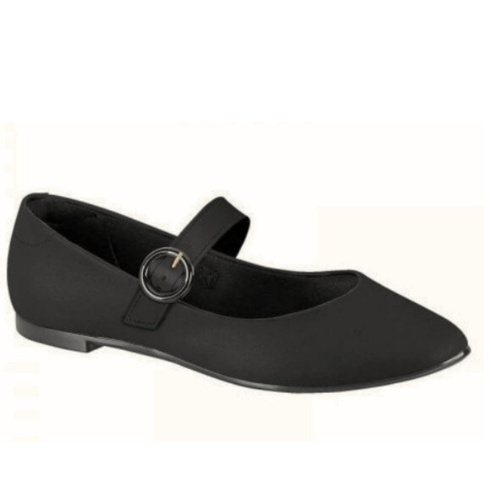 Sapatilha Feminina Moleca Bico Fino Leve Confortável 5635867 Preto 1