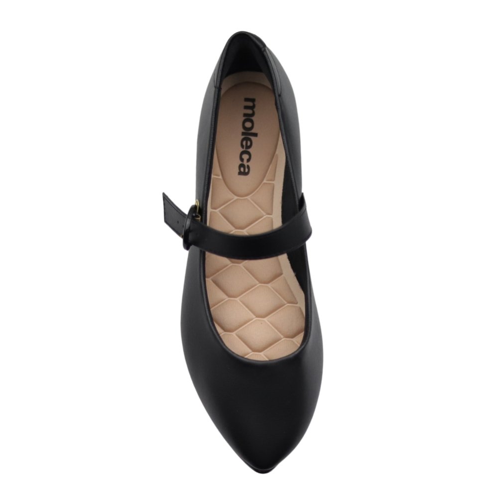 Sapatilha Feminina Moleca Bico Fino Leve Confortável 5635867 Preto 4