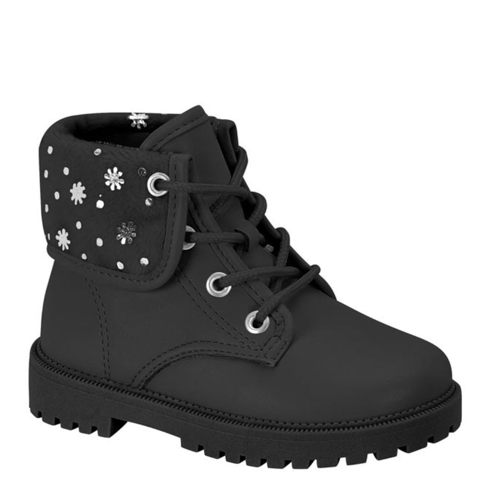 Bota Coturno Infantil Menina Molekinha Pelo Casual 2126.524 Preto 1