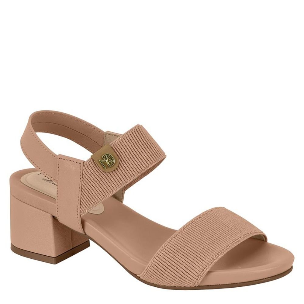Sandália Feminina Modare Salto Baixo Grosso Conforto 7187100 Bege 1