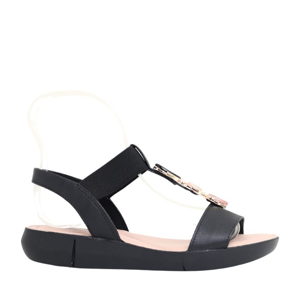 Sandalia Feminina Modare Pedrarias Elástico Conforto 7199103 Preto 2