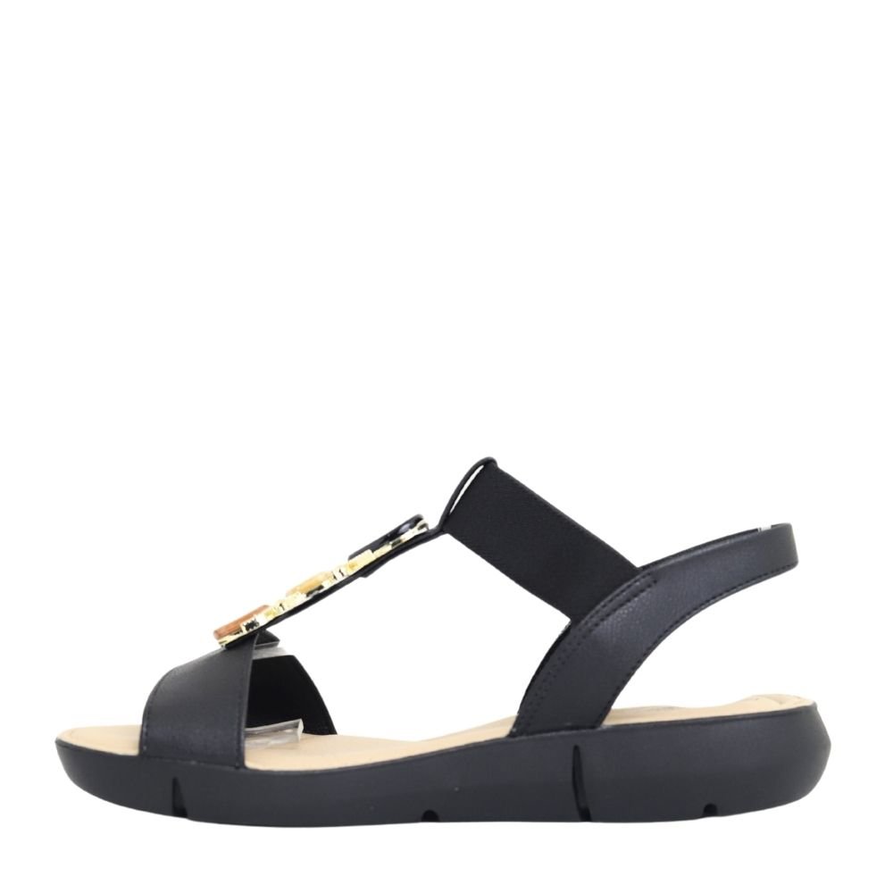Sandalia Feminina Modare Pedrarias Elástico Conforto 7199103 Preto 3