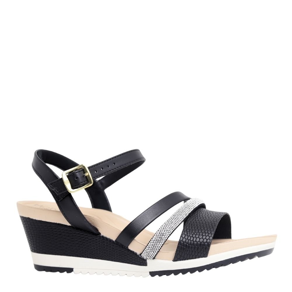 Sandália Feminina Anabela Conforto com Fivela Modare 7123147 Preto 2