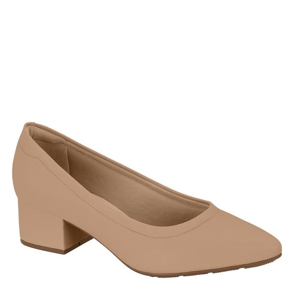 Sapato Feminino Modare Salto Baixo Grosso Conforto Bege