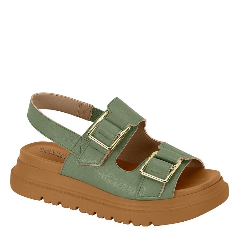 Sandália Feminina Flatform Fivela Conforto Modare 7200.102 Verde 1