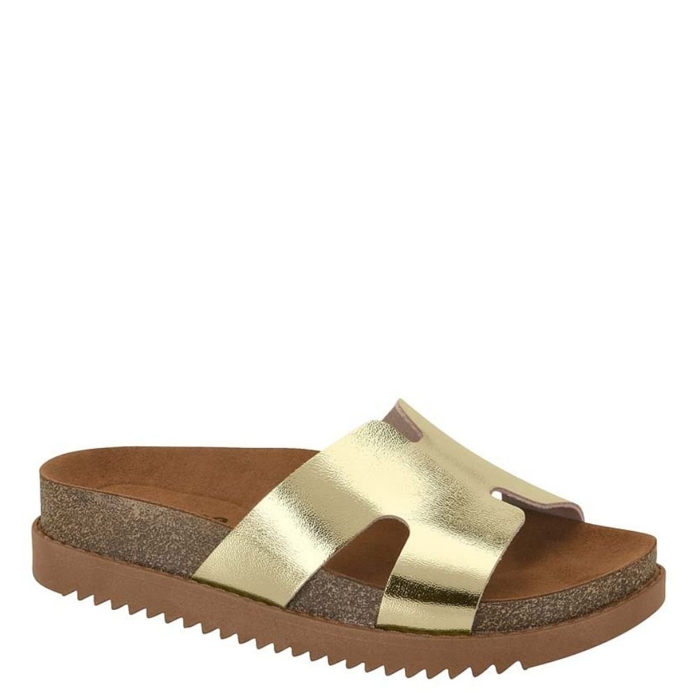 Tamanco Feminino Flatform Sandália Conforto Moleca  5500.100 Dourado 1