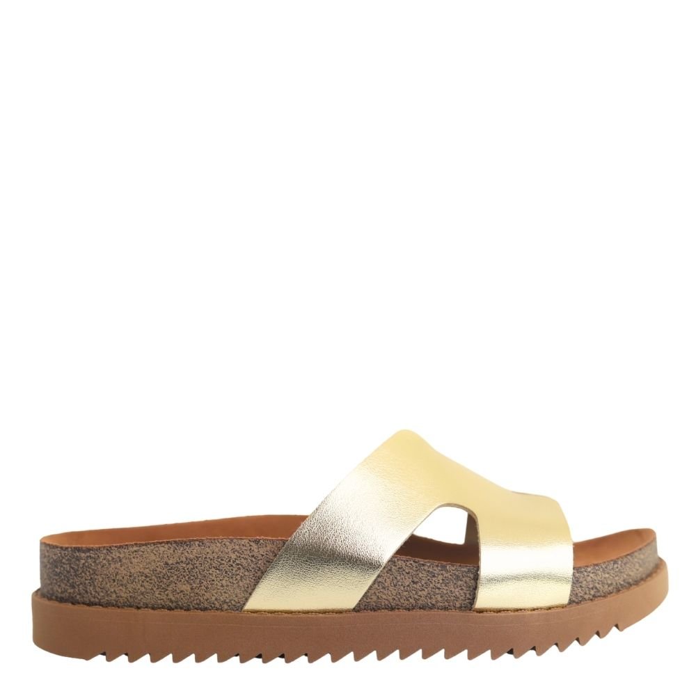 Tamanco Feminino Flatform Sandália Conforto Moleca  5500.100 Dourado 2