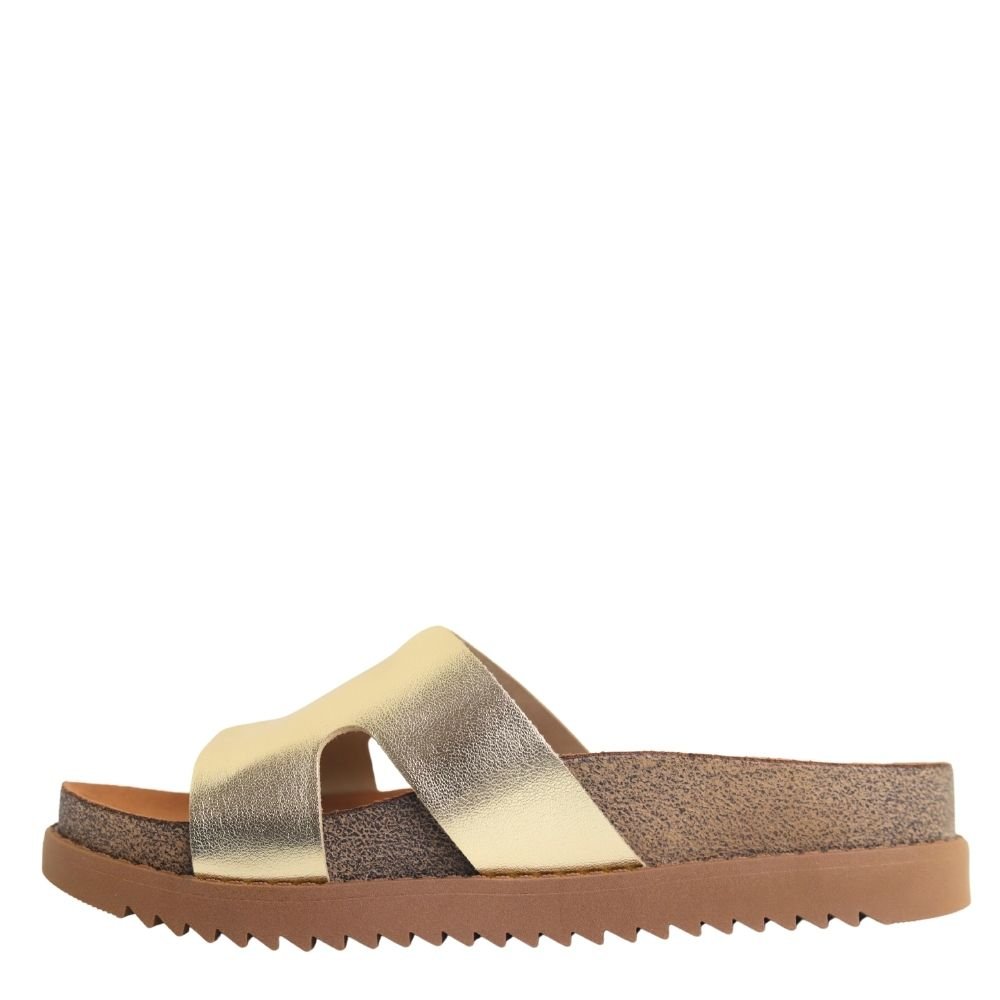 Tamanco Feminino Flatform Sandália Conforto Moleca  5500.100 Dourado 3