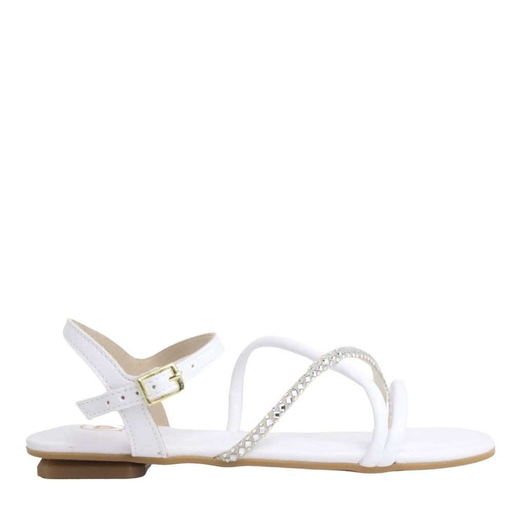 Sandália Rasteira Infantil Menina Brilho Conforto 2354.102 Branco 2
